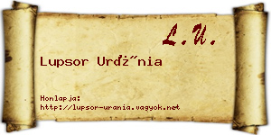 Lupsor Uránia névjegykártya